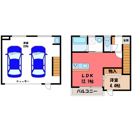 Garage position 鹿沼 Eの物件間取画像